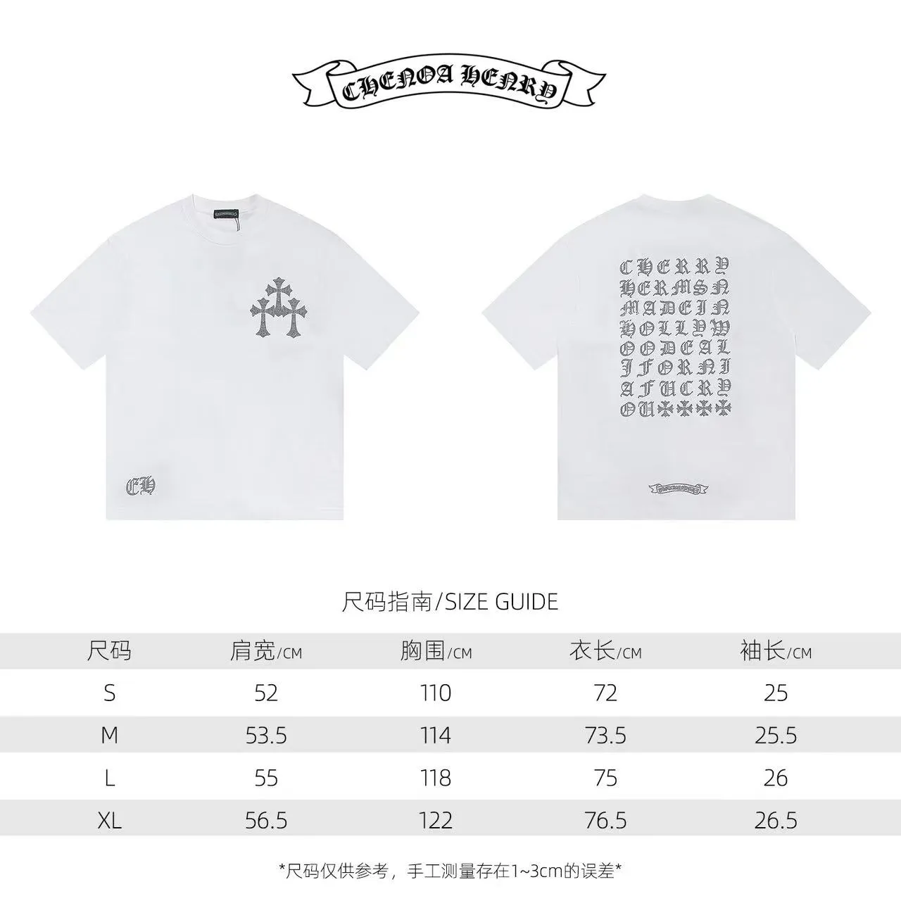🅿️170 Style: 2025 new Croix heart hot diamond short-sleeved T-shirt Material: High version 300g double yarn combed cotton Size: S～XL Color: White Style number: Z1001
